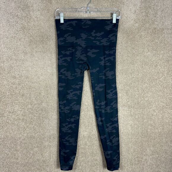 Spanx Look At Me Now Leggings Womens Large Black Camo Seamless High Rise Shaping - Picture 10 of 11